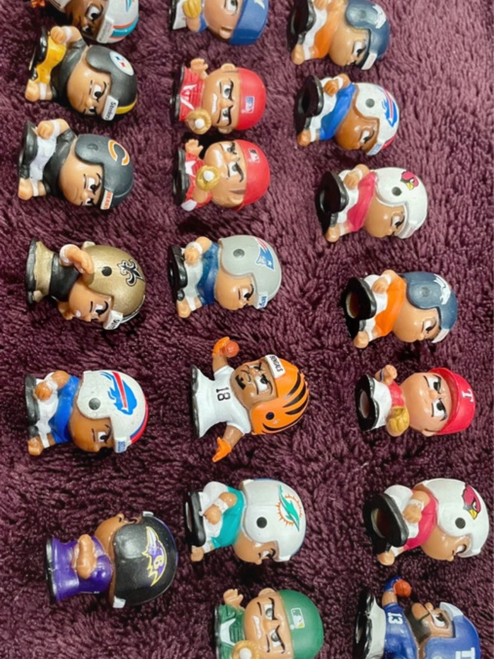 NFL Mini Helmet Figures Assortment - Red Blue Orange Gold Black White Purple